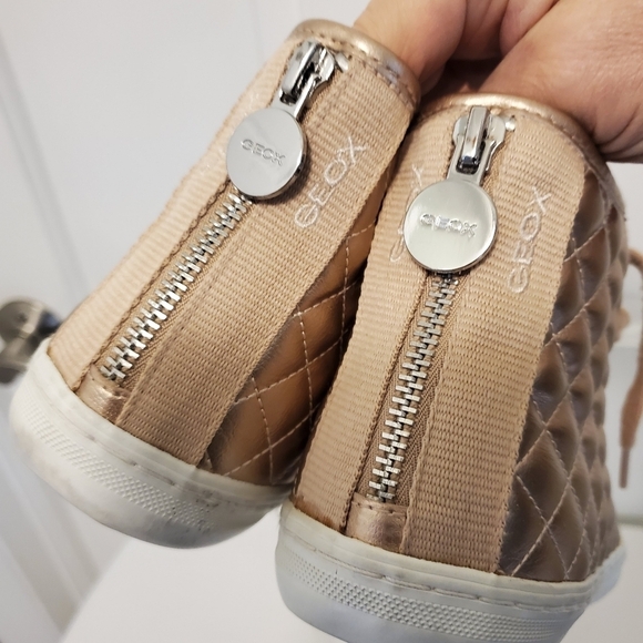 Geox Respira Rosegold Genuine Leather Sneaker shoes Sz. 9 Chic Comfy Stylish - Picture 7 of 10